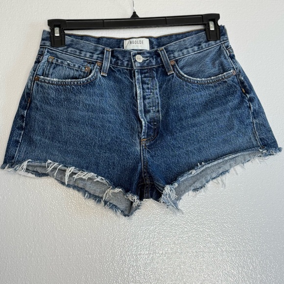 Agolde Pants - Agolde Parker High Waist Cutoff Jean Shorts Women 27 Raw Hem Button Fly Blue